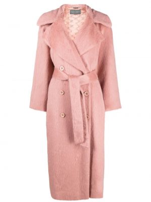 Kabát z alpaky Alberta Ferretti růžový