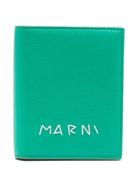 Δερμάτινος πορτοφόλι με κέντημα Marni πράσινο