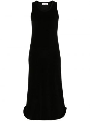 Βελούδινη μίντι φόρεμα με κέντημα Jil Sander μαύρο