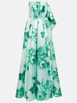 Květinové midi šaty z polyesteru Emilia Wickstead - zelená