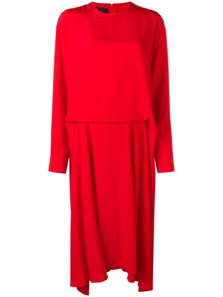 Платье из крепа плиссированное Cédric Charlier, красное