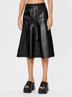 Черная кожаная юбка Calvin Klein