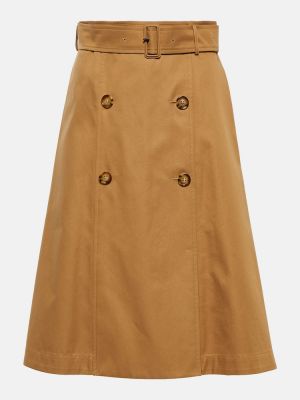 Falda midi de algodón Burberry marrón