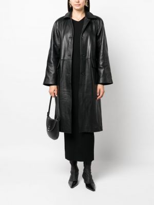 Kožený kabát Totême černý