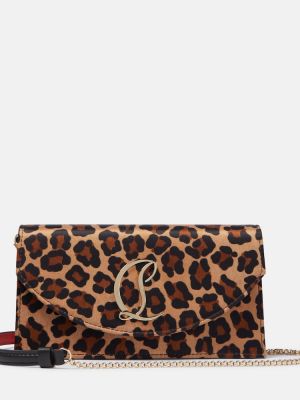 Saténová listová kabelka s potlačou s leopardím vzorom Christian Louboutin