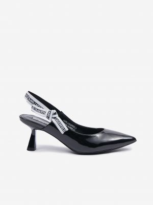 Кожени полуотворени обувки Karl Lagerfeld черно