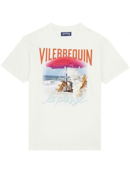 T-shirt en coton à imprimé Vilebrequin blanc