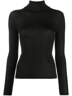 Jersey ajustado de cuello vuelto de tela jersey Saint Laurent negro