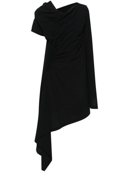 Krepa asimetriska mini kleita Issey Miyake melns