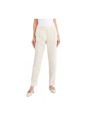 Pantalones de lino con bolsillos Max Mara Weekend blanco