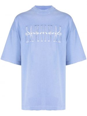 Bombažna majica z vezenjem Vetements modra