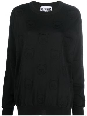 Pulover iz žakarda Moschino črna