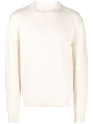 Pamučni džemper od kašmira Jil Sander bijela