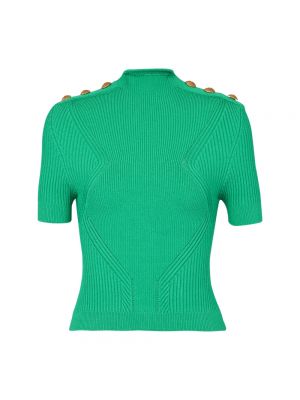 Haut à boutons en tricot Balmain vert