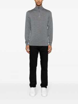 Haftowany sweter wełniany Calvin Klein szary