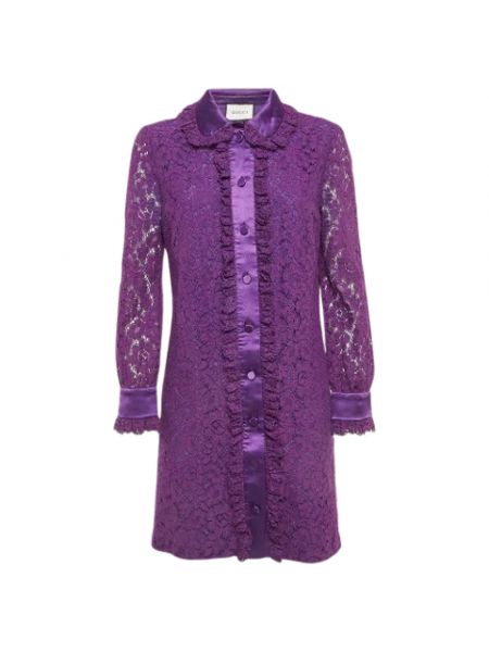 Sukienka koronkowa retro Gucci Vintage fioletowa