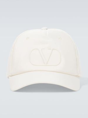 Копринена шапка с козирки Valentino Garavani бяло