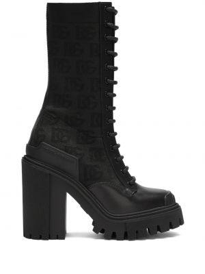 Nėriniuotos žakardinis auliniai batai su raišteliais Dolce & Gabbana juoda