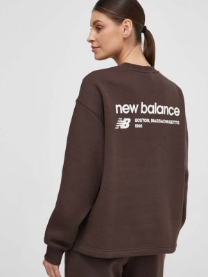 Bluza z nadrukiem New Balance brązowa