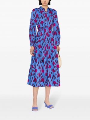Robe mi-longue à imprimé Dvf Diane Von Furstenberg bleu