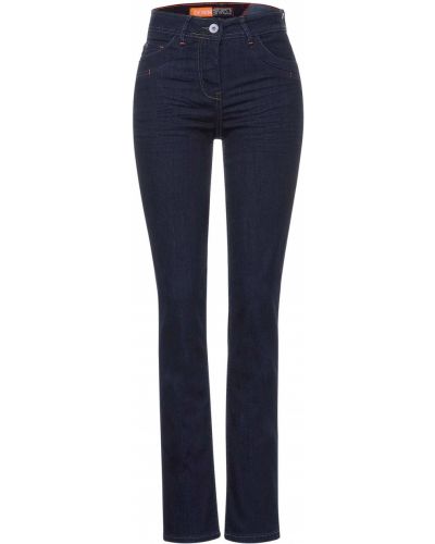 Bavlnené džínsy s vysokým pásom na zips Cecil - tmavo modrá