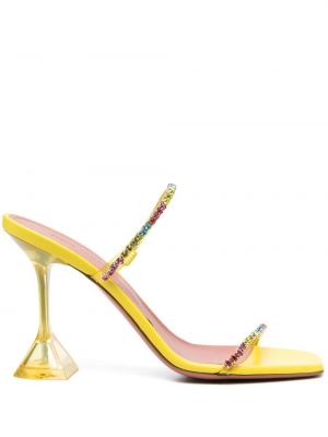 Sandales à imprimé en cristal Amina Muaddi jaune