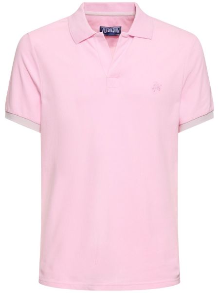 Medvilninis siuvinėtas polo marškinėliai Vilebrequin rožinė