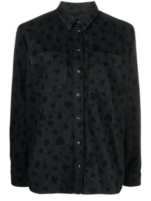 Βαμβακερό πουκάμισο με σχέδιο με μοτίβο καρδιά Claudie Pierlot μαύρο