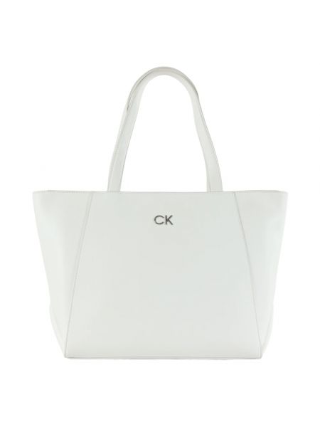 Shopperka skórzana Calvin Klein biała