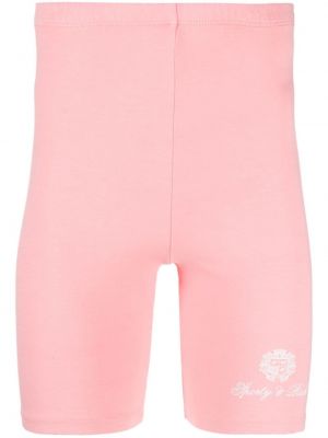 Pantaloni scurți pentru ciclism cu imagine Sporty & Rich roz
