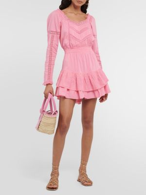 Φόρεμα με δαντέλα Loveshackfancy ροζ