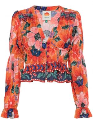 Bluza s cvetličnim vzorcem Farm Rio oranžna