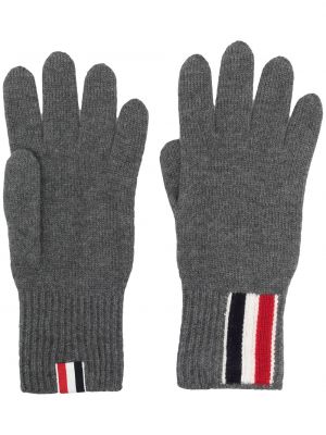 Pletene rokavice s črtami Thom Browne siva