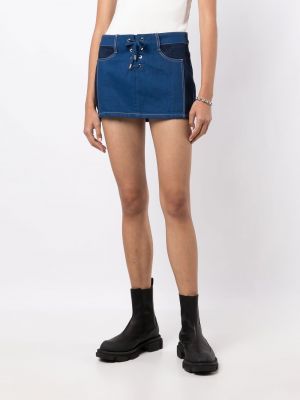 Nėriniuotas džinsinis sijonas su raišteliais Dion Lee mėlyna
