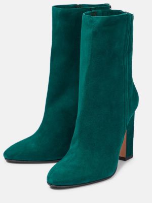Велурени обувки до глезена Aquazzura зелено