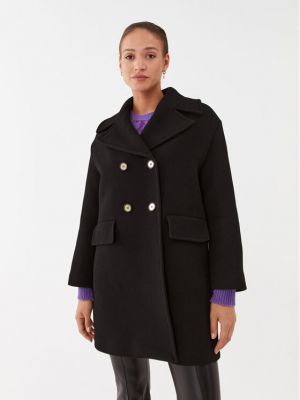Vlnený priliehavý kabát Pinko čierna