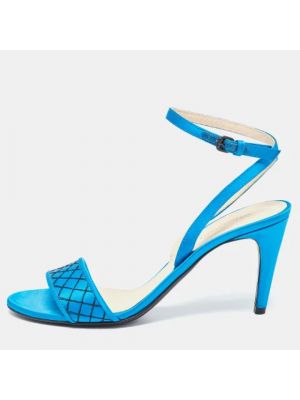 Satynowe sandały trekkingowe Bottega Veneta Vintage niebieskie