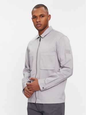 Bavlněná košile s kapsami Calvin Klein šedá