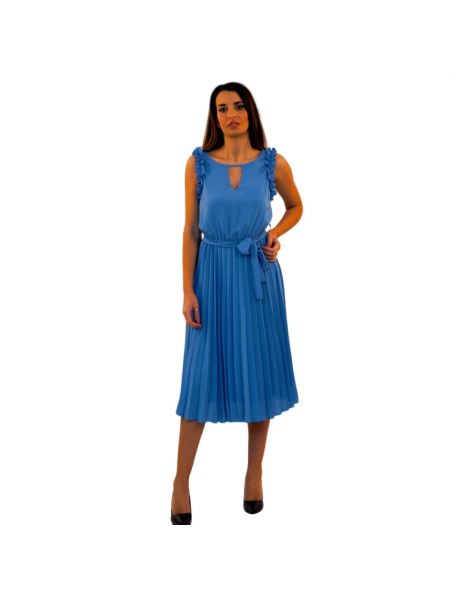 Sukienka midi plisowana Fracomina niebieska