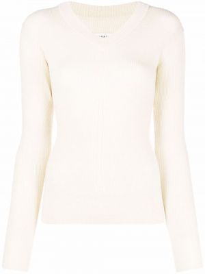 Πλεκτός πουλόβερ με λαιμόκοψη v Maison Margiela λευκό