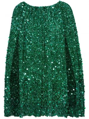 Mini šaty s flitry Oscar De La Renta zelené