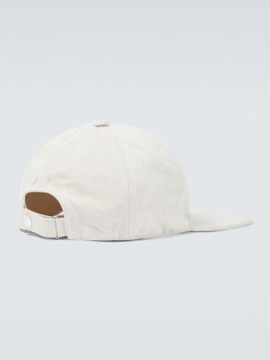 Памучна ленена шапка с козирки Jil Sander бяло