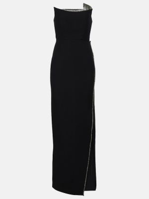 Μεταξωτή μάλλινη μάξι φόρεμα Roland Mouret μαύρο