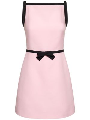 Μεταξωτή μάλλινη μini φόρεμα με φιόγκο Valentino ροζ