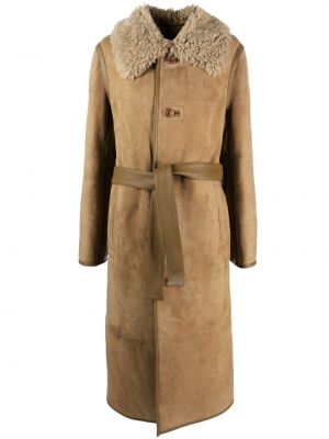 Kožený kabát Lemaire hnedá
