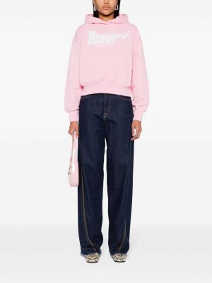 Raštuotas medvilninis džemperis su gobtuvu Gucci rožinė