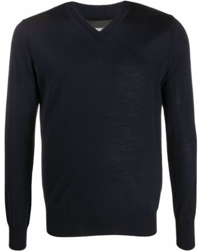 Пуловер с v-образно деколте Emporio Armani синьо