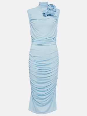 Jersey midi obleka s cvetličnim vzorcem Magda Butrym modra