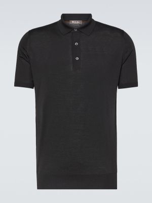 Vilnonis polo marškinėliai Loro Piana juoda