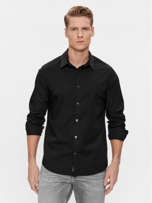 Slim fit priliehavá rifľová košeľa Calvin Klein Jeans čierna